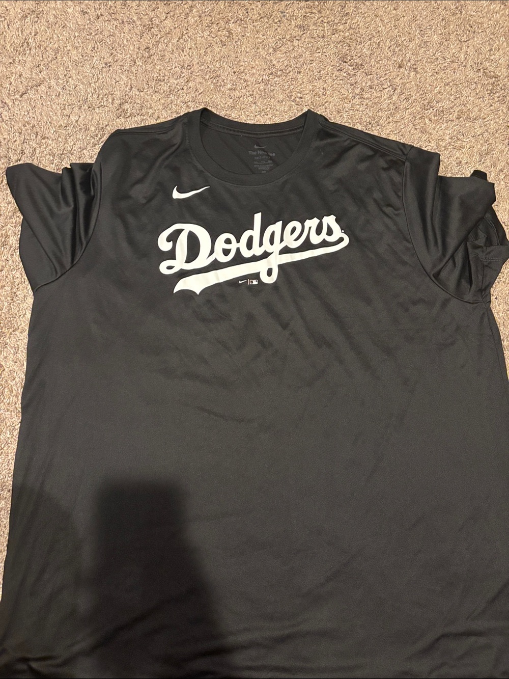 Nike Dodgers Black Performance Crew Neck Tee with White Script